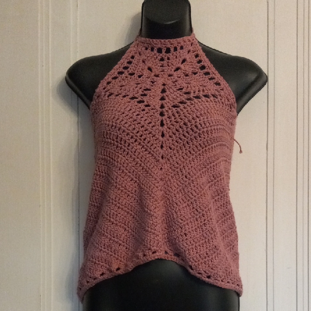 Homemade Pink Crochet Halter Top